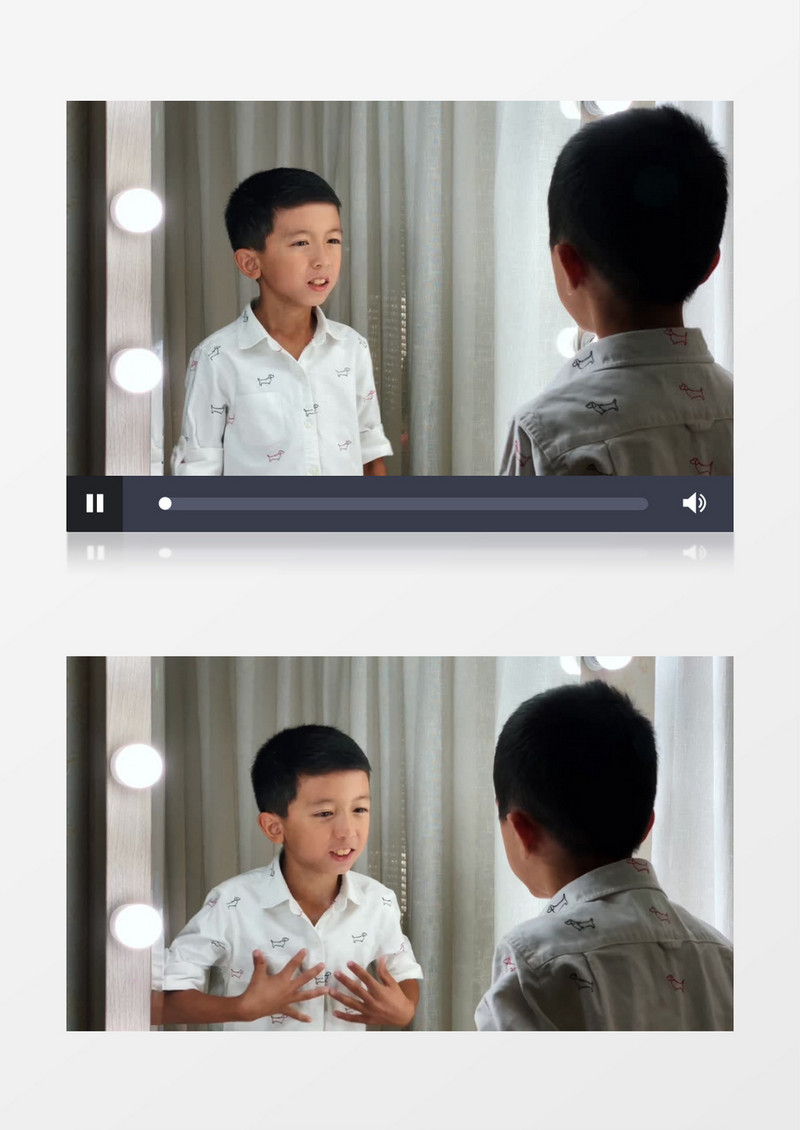 男孩在对着镜子做演讲实拍视频素材
