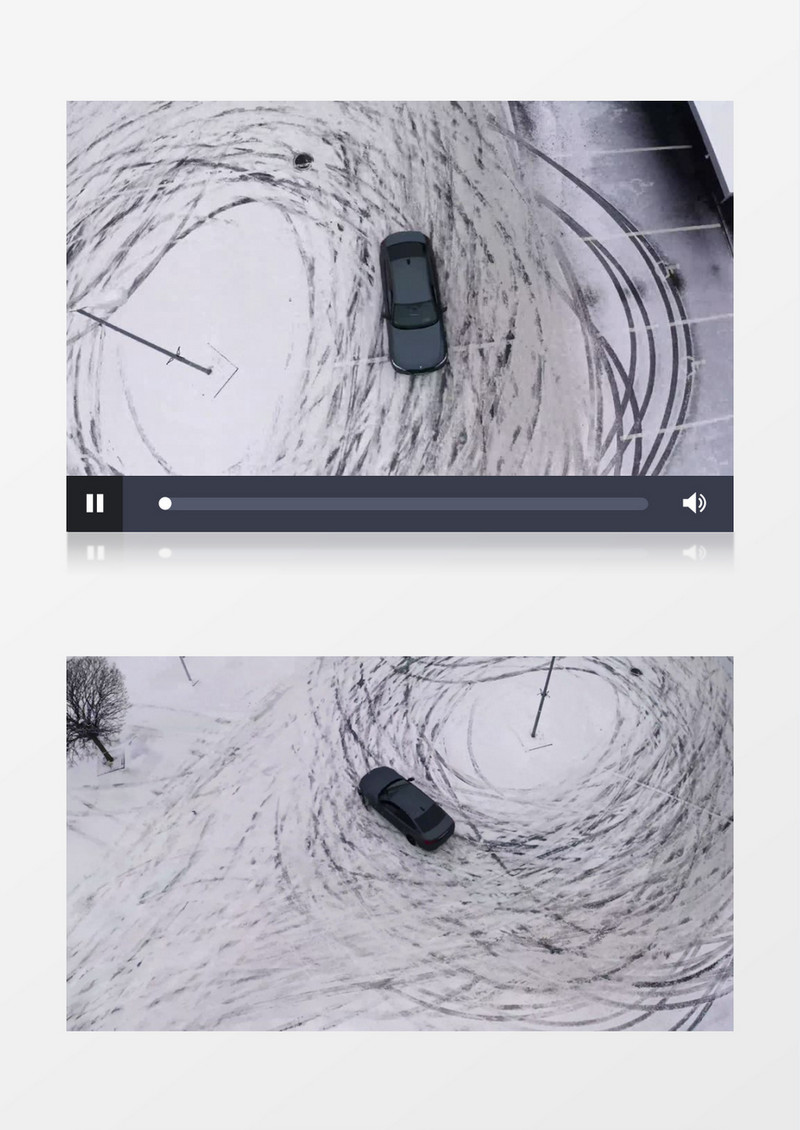 汽车在雪地上转圈行驶实拍视频素材