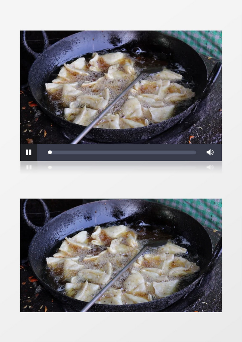 在油锅中炸面食实拍视频素材