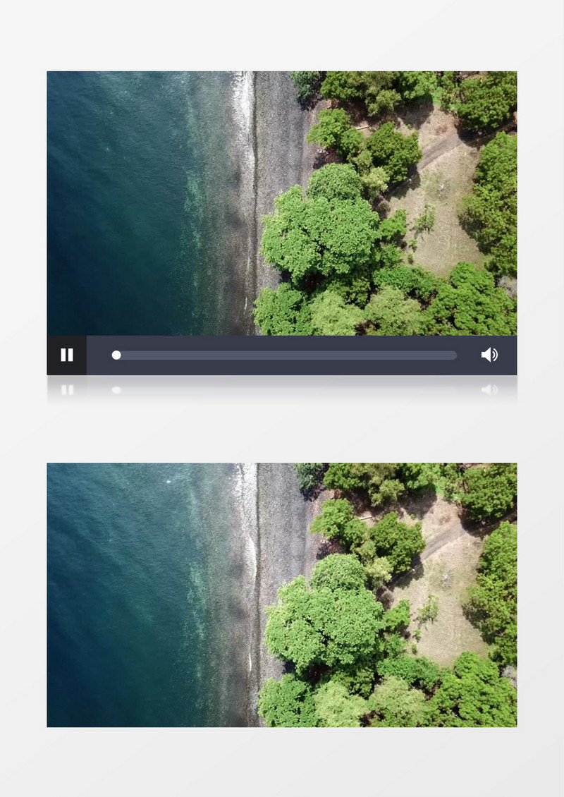 湛蓝的海水和岸边的绿植实拍视频素材