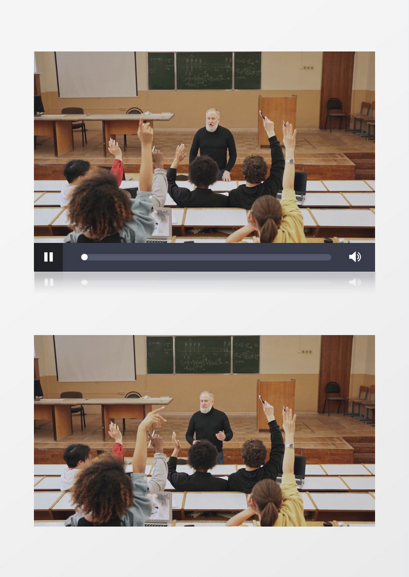 同学们在教授的课堂上踊跃举手发言实拍视频素材