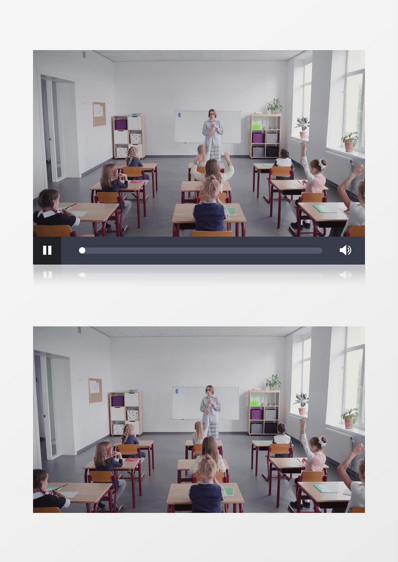 孩子们在举手积极回答老师的问题实拍视频素材