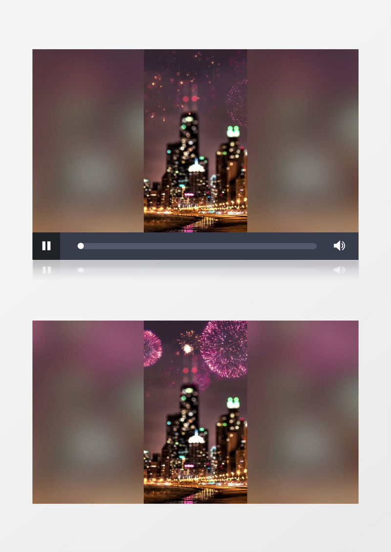 竖版元旦新年跨年城市夜景烟花燃放庆祝视频背景