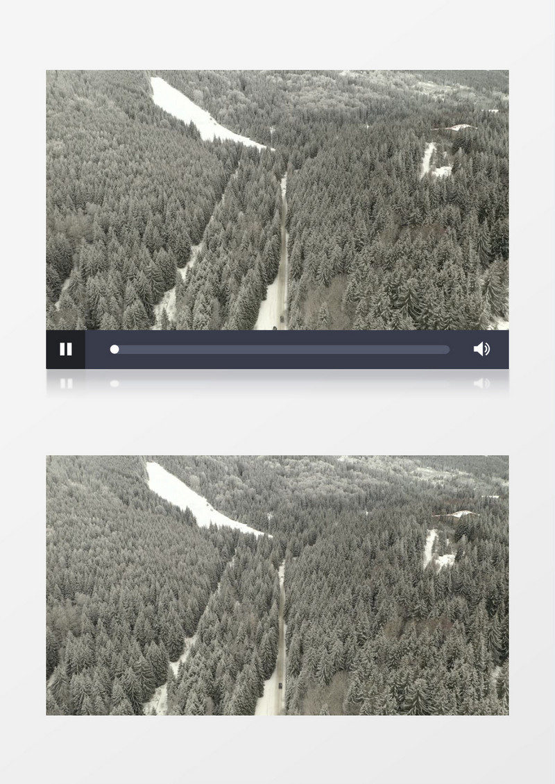 一辆汽车在雪林中的道路上行驶实拍视频素材