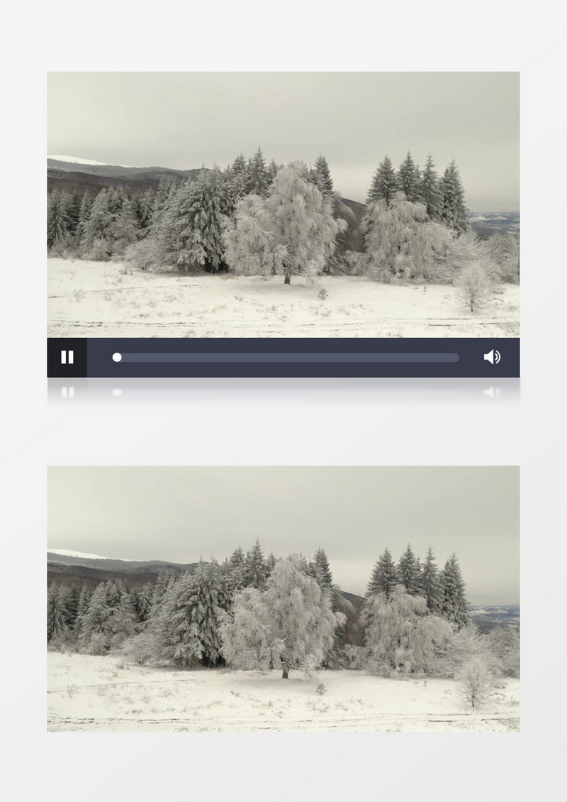 冬季被冰雪覆盖的树木和山川景象实拍视频素材