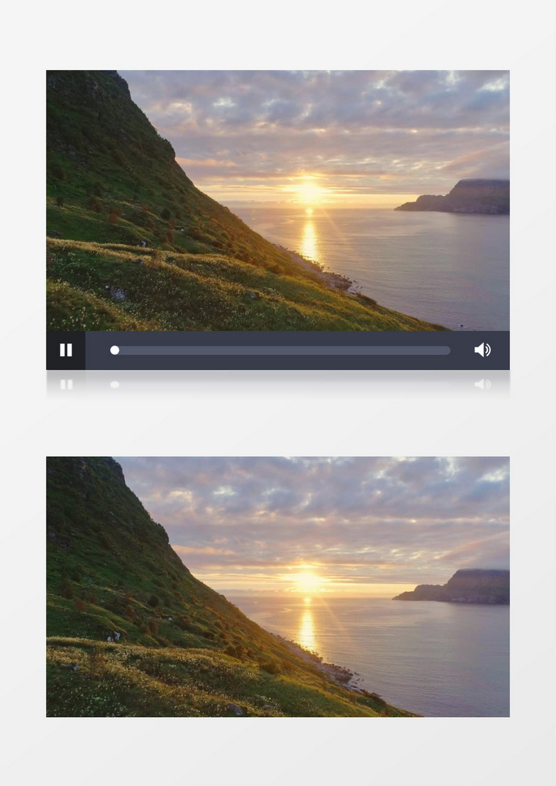 落日下的海边草地实拍视频素材