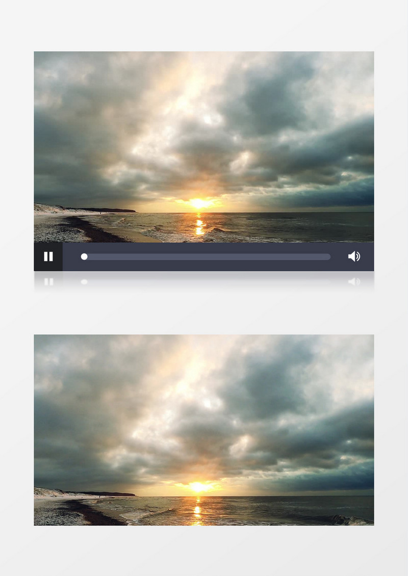 夕阳照映着翻滚的海水实拍视频素材