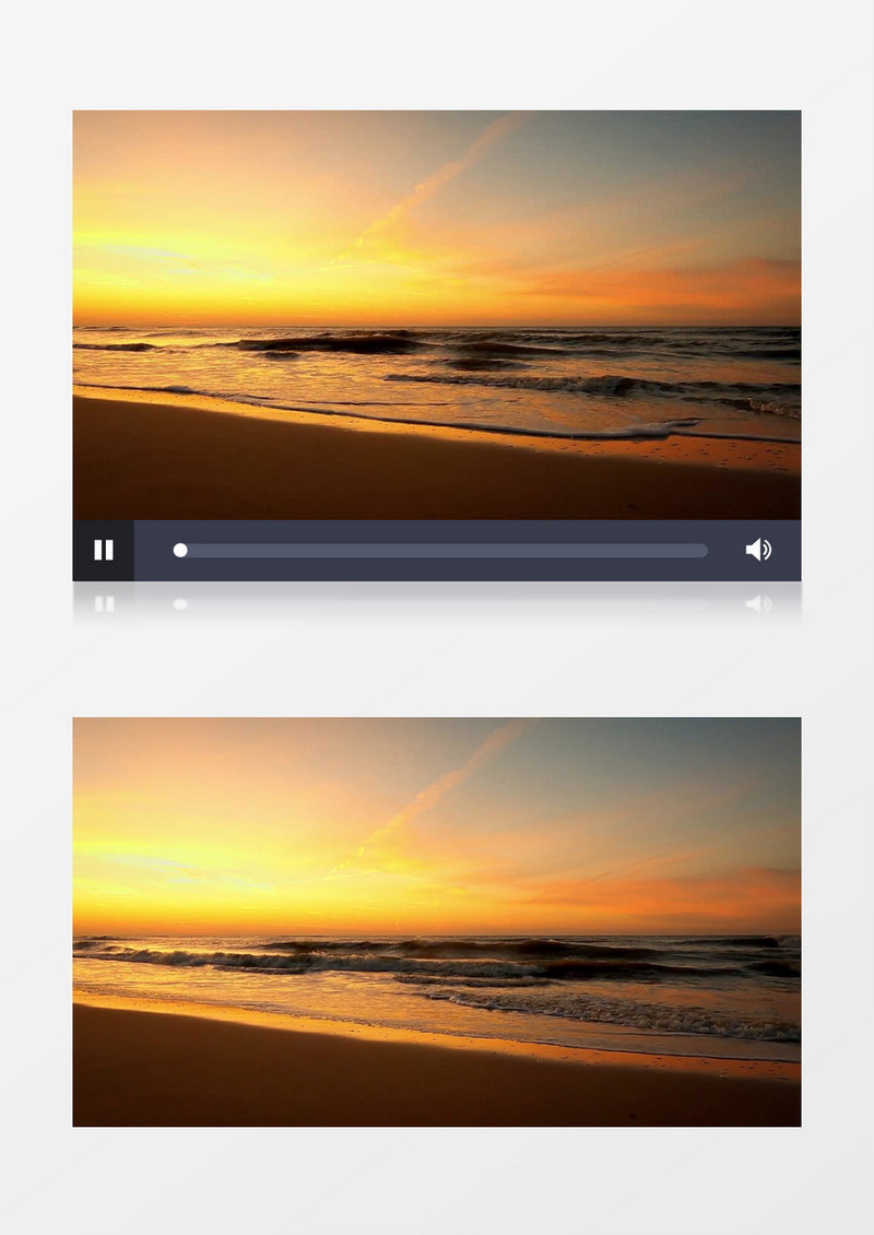 落日余晖下的海浪冲刷着沙滩实拍视频素材