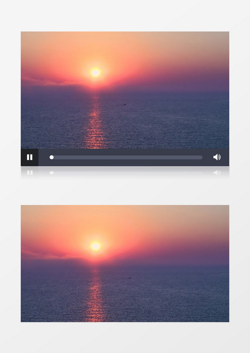 夕阳落下照应着海面实拍视频素材