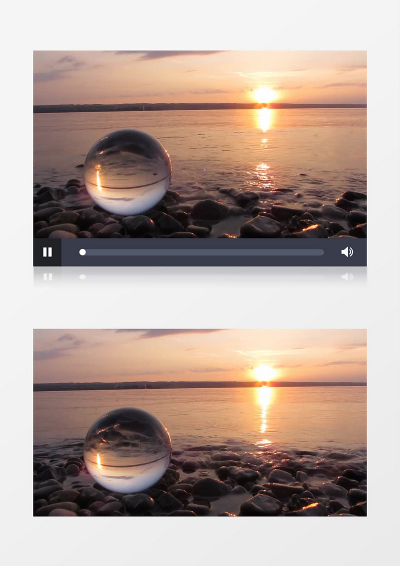水晶球倒映的湖面与夕阳实拍视频素材
