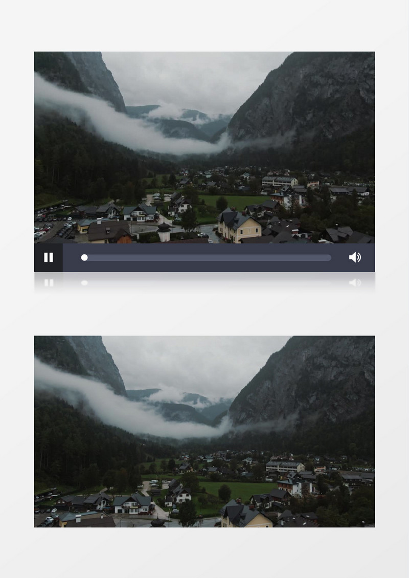 航拍下的山谷小镇实拍视频素材