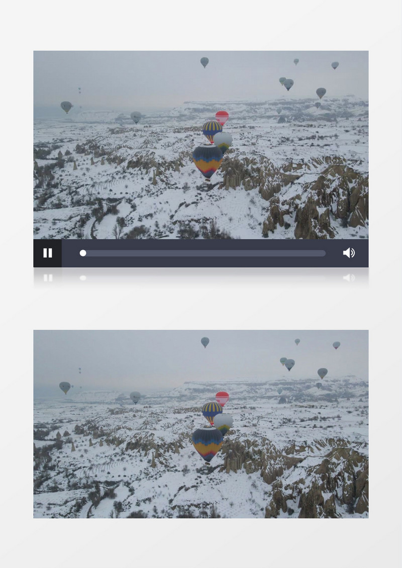 无人机视角下的众多热气球与雪山实拍视频素材