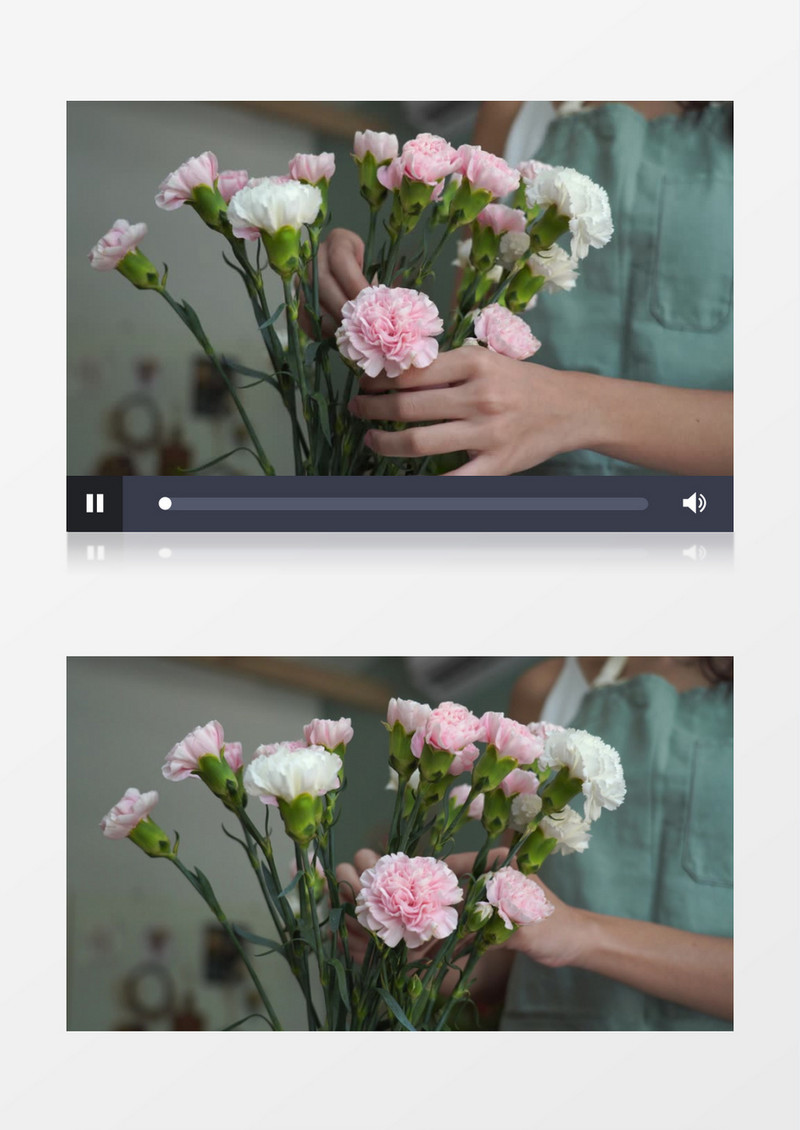 美女整理康乃馨实拍视频