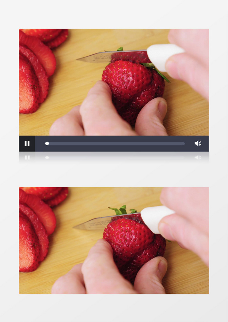 高清切草莓头实拍视频