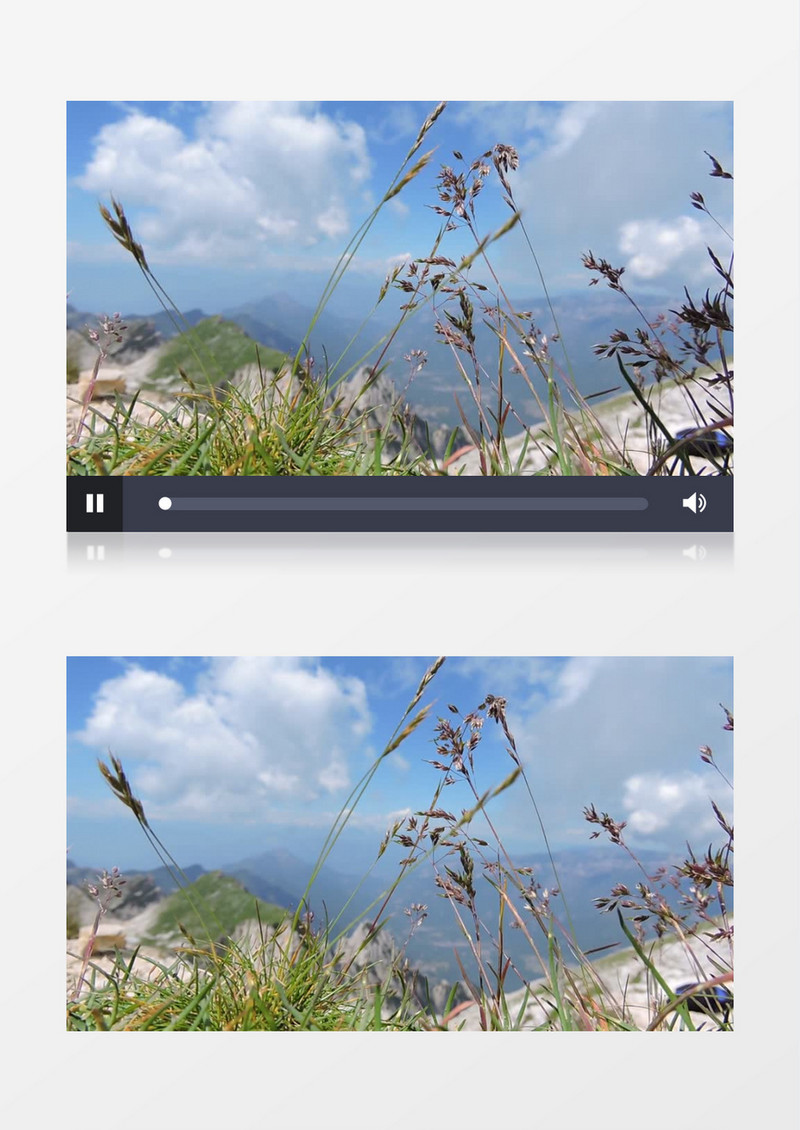 高清拍摄白天户外蓝天白云岩石草浮动实拍视频素材