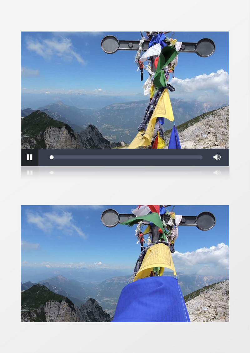 白天户外蓝天白云岩石徒步旅行实拍视频素材
