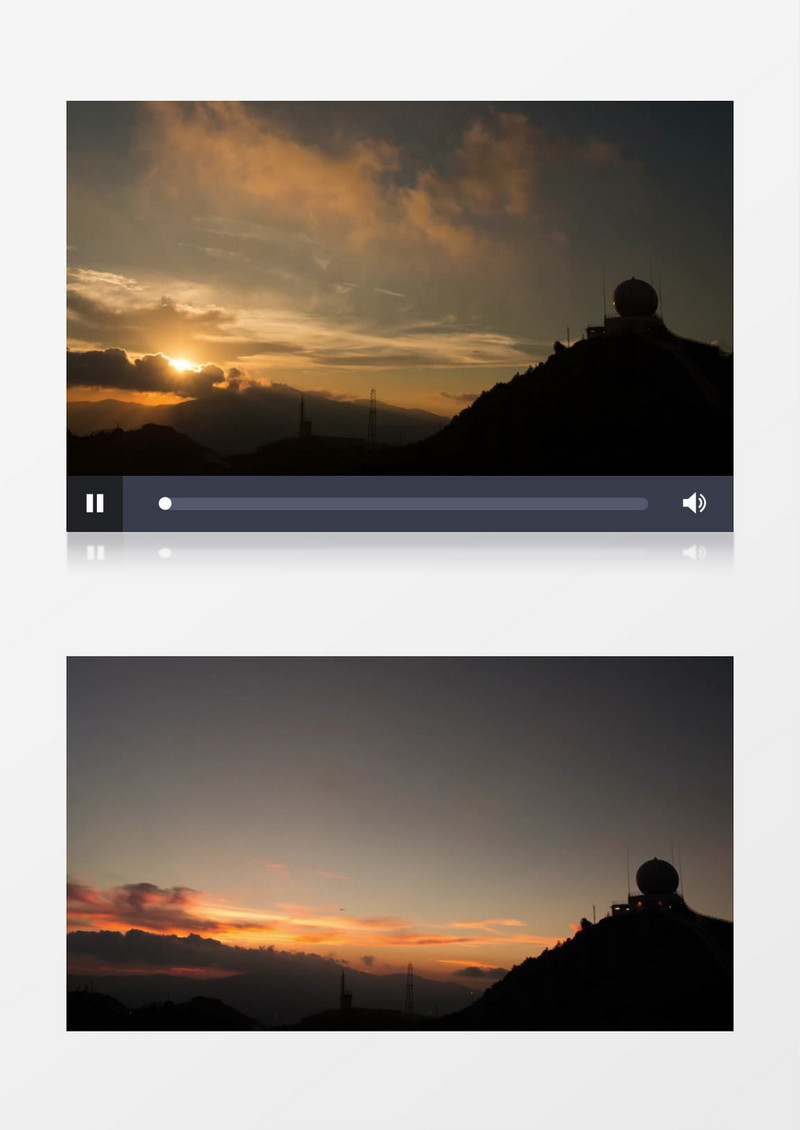 户外山顶日出日落景观气象站空中视图实拍视频素材