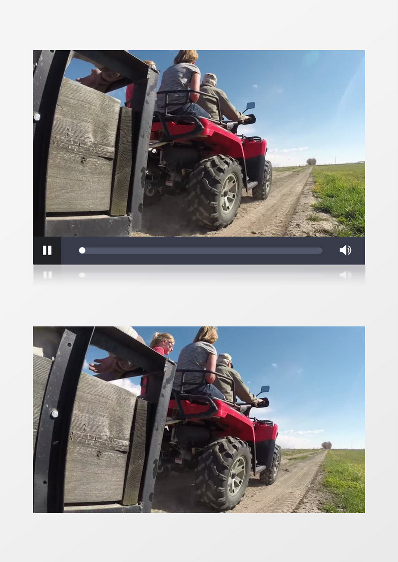 国外人在拖拉机颠簸前行实拍视频素材