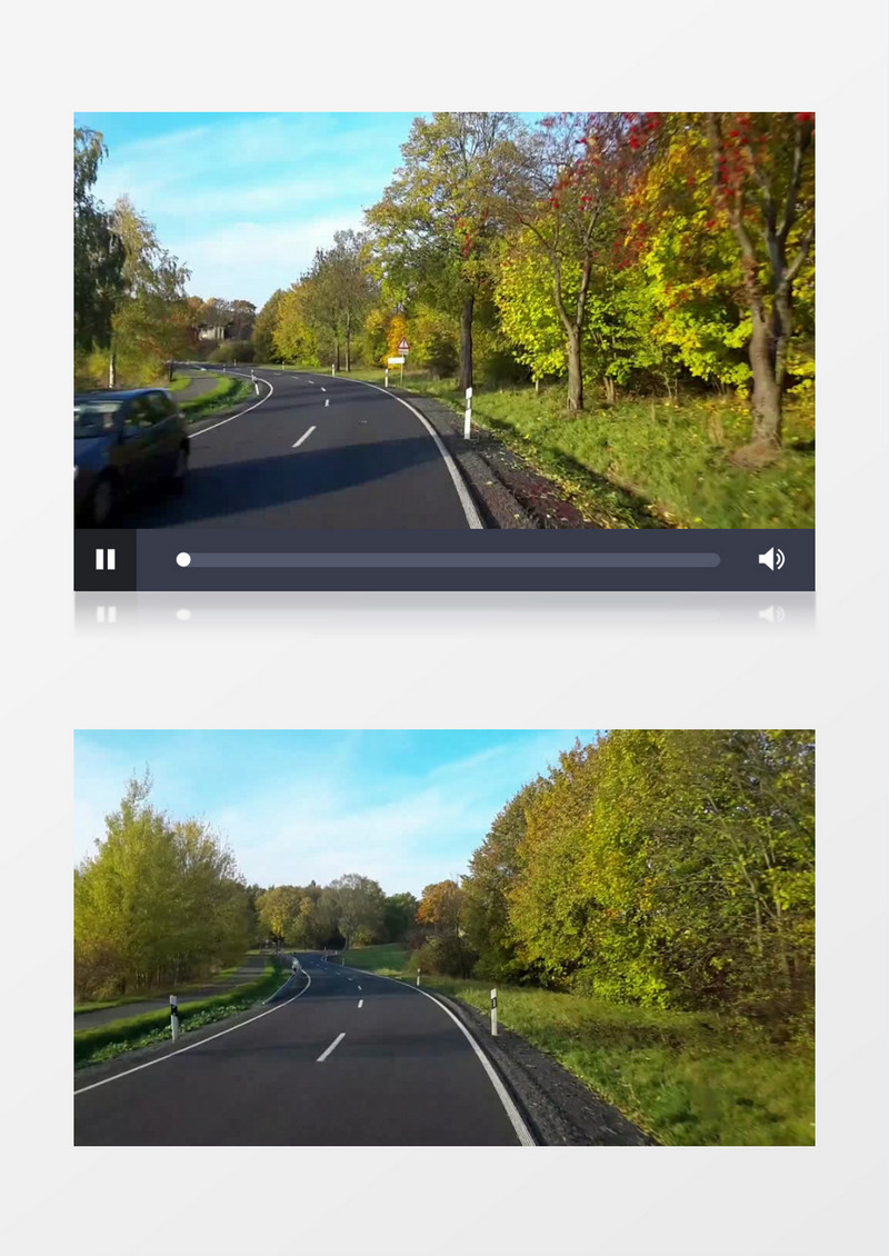 秋季道路行驶实拍视频素材