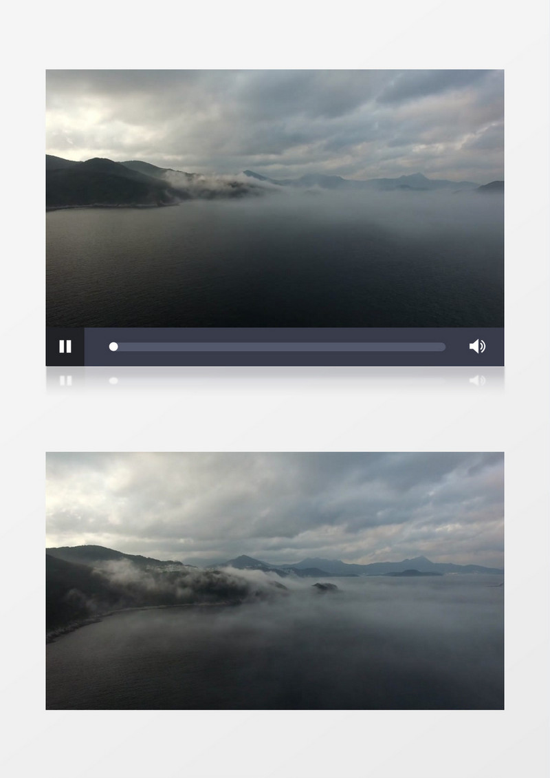 梦幻般景象海面山峰天空云雾缭绕实拍视频素材
