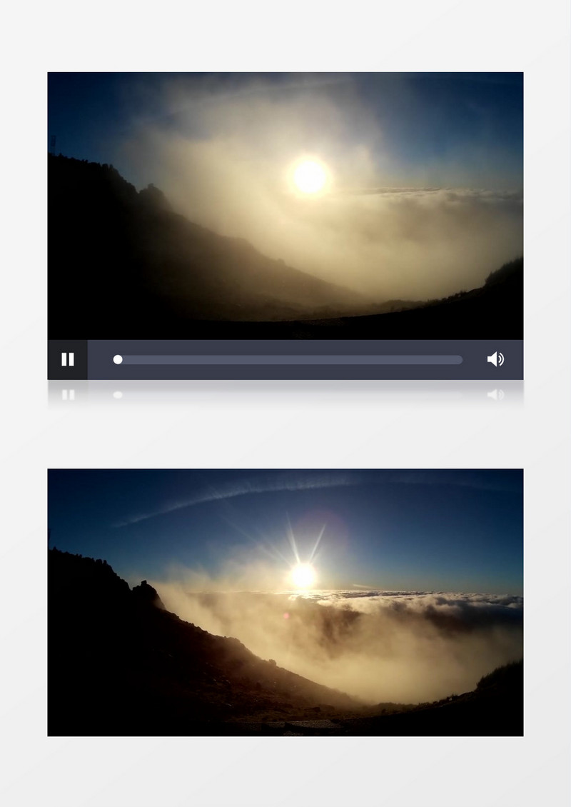 山巅之上云雾缭绕遮不住耀眼的日光壮观景象实拍视频素材