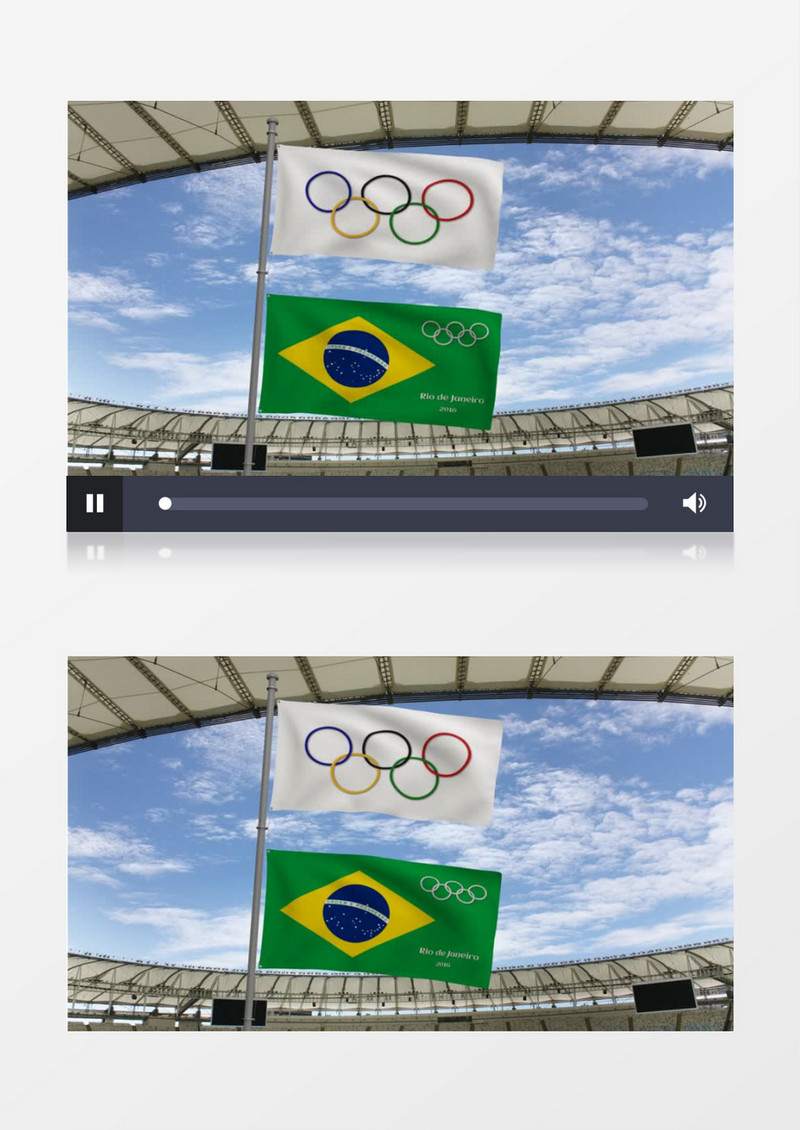2016年巴西奥林匹克会旗随风飘扬实拍视频