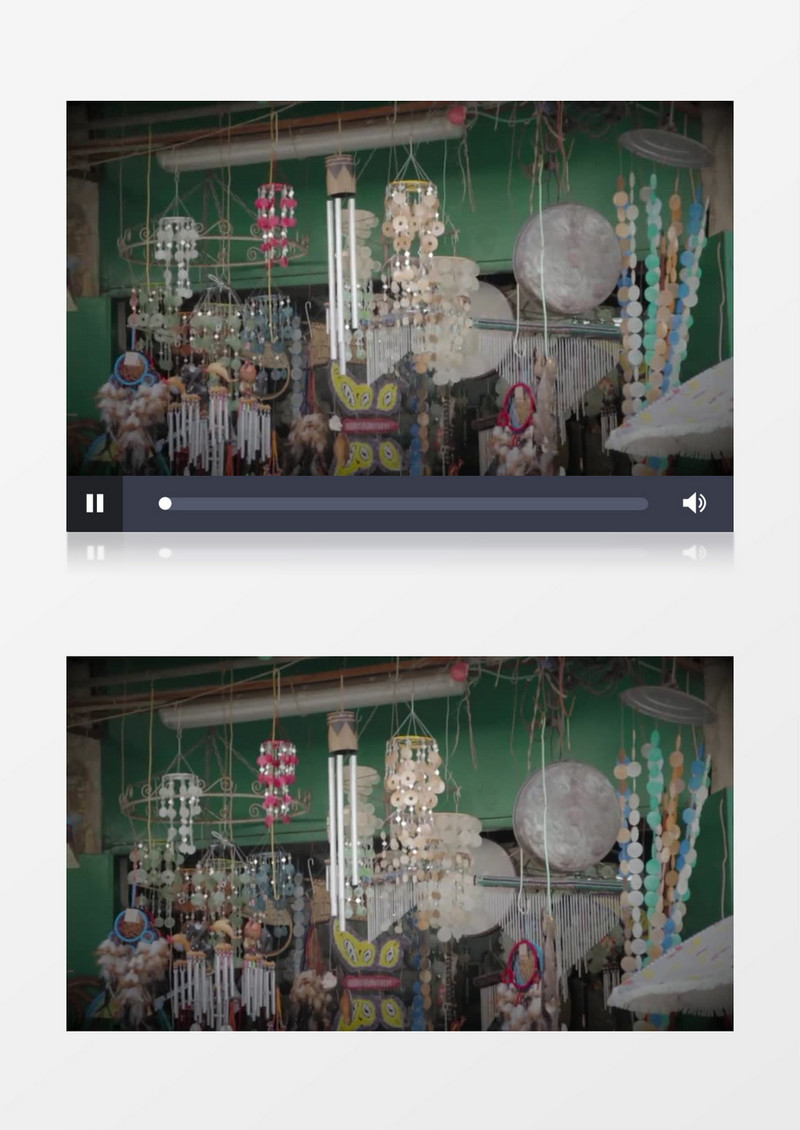 高清近距离拍摄白天跳蚤市场风铃吹动实拍视频素材