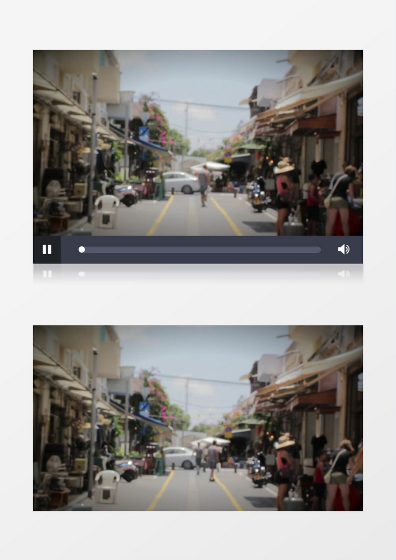 模糊散景拍摄夏天小镇胡同行人漫步散步走路实拍视频素材