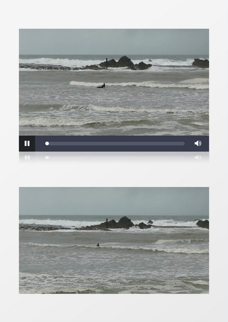 在海浪翻涌的海边进行户外运动实拍视频
