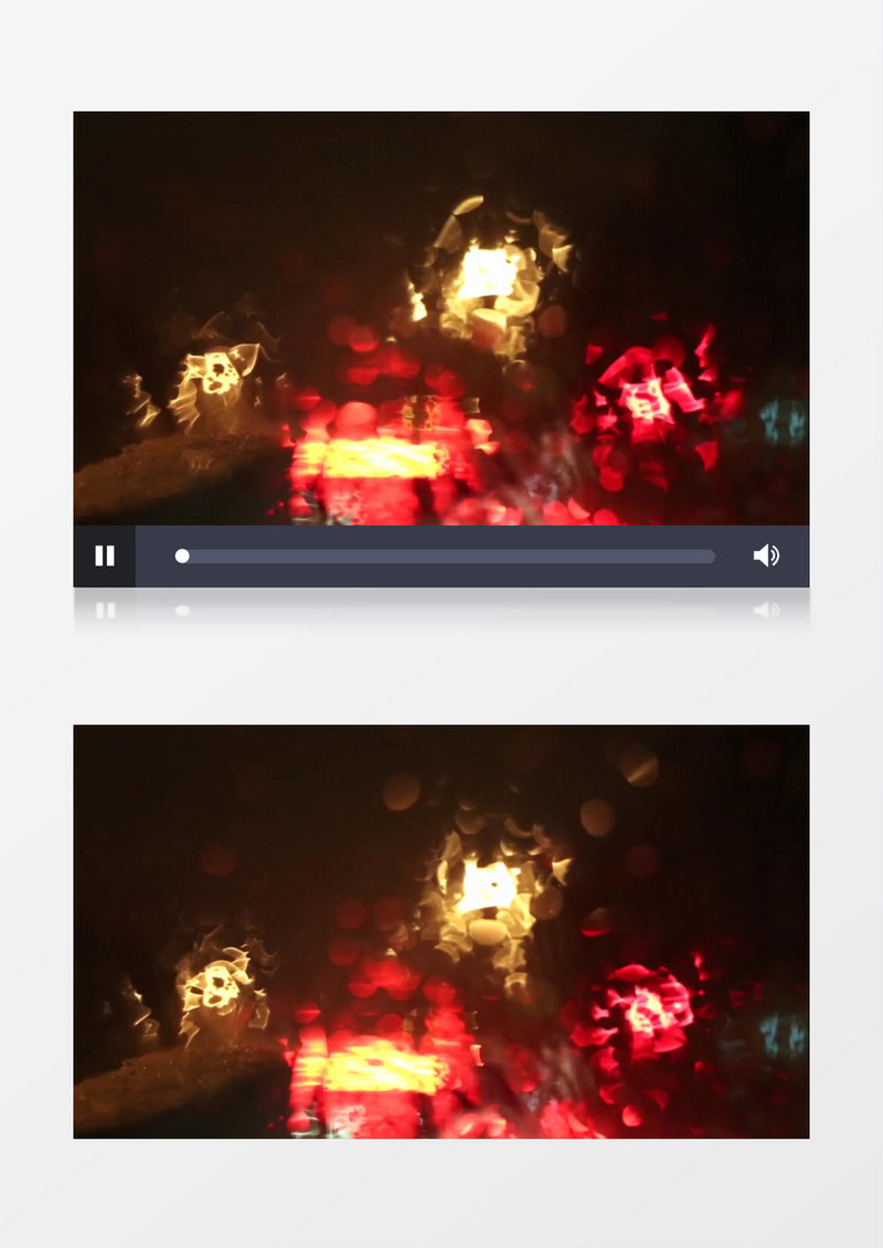 红色汽车灯雨天模糊场景实拍视频