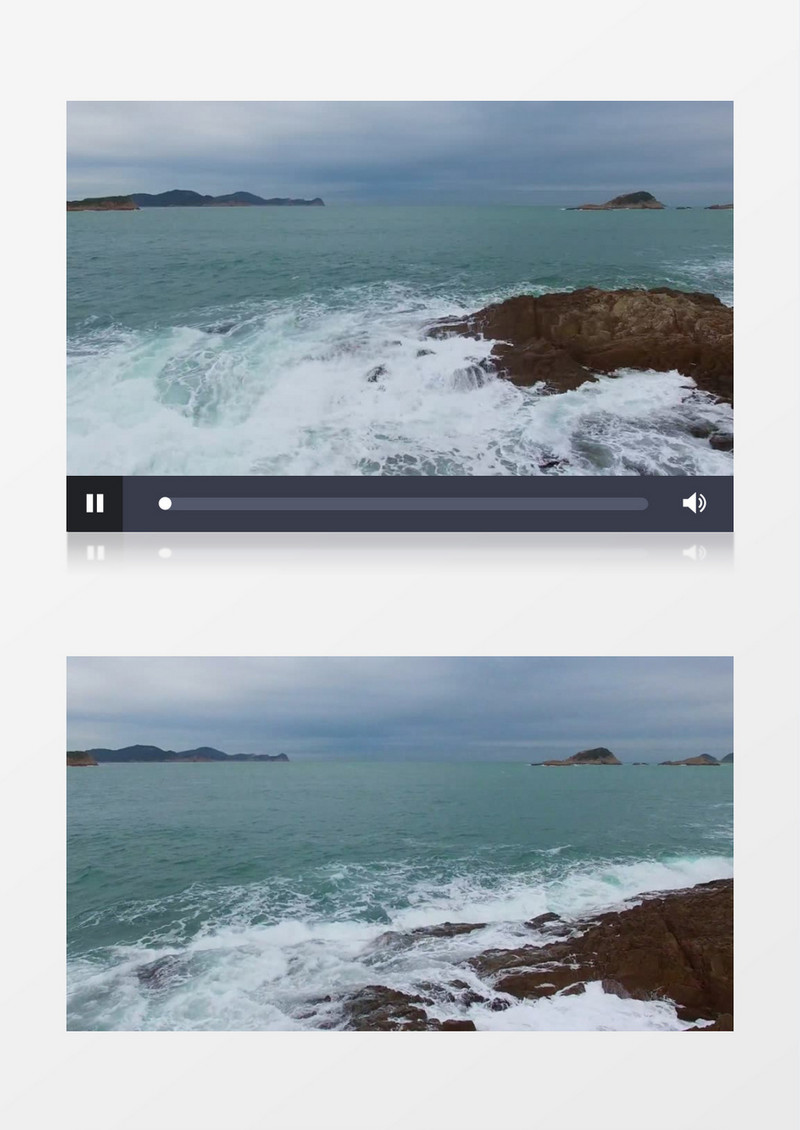 高清航拍漂流的海水拍着着礁石激起的千层浪花实拍视频素材