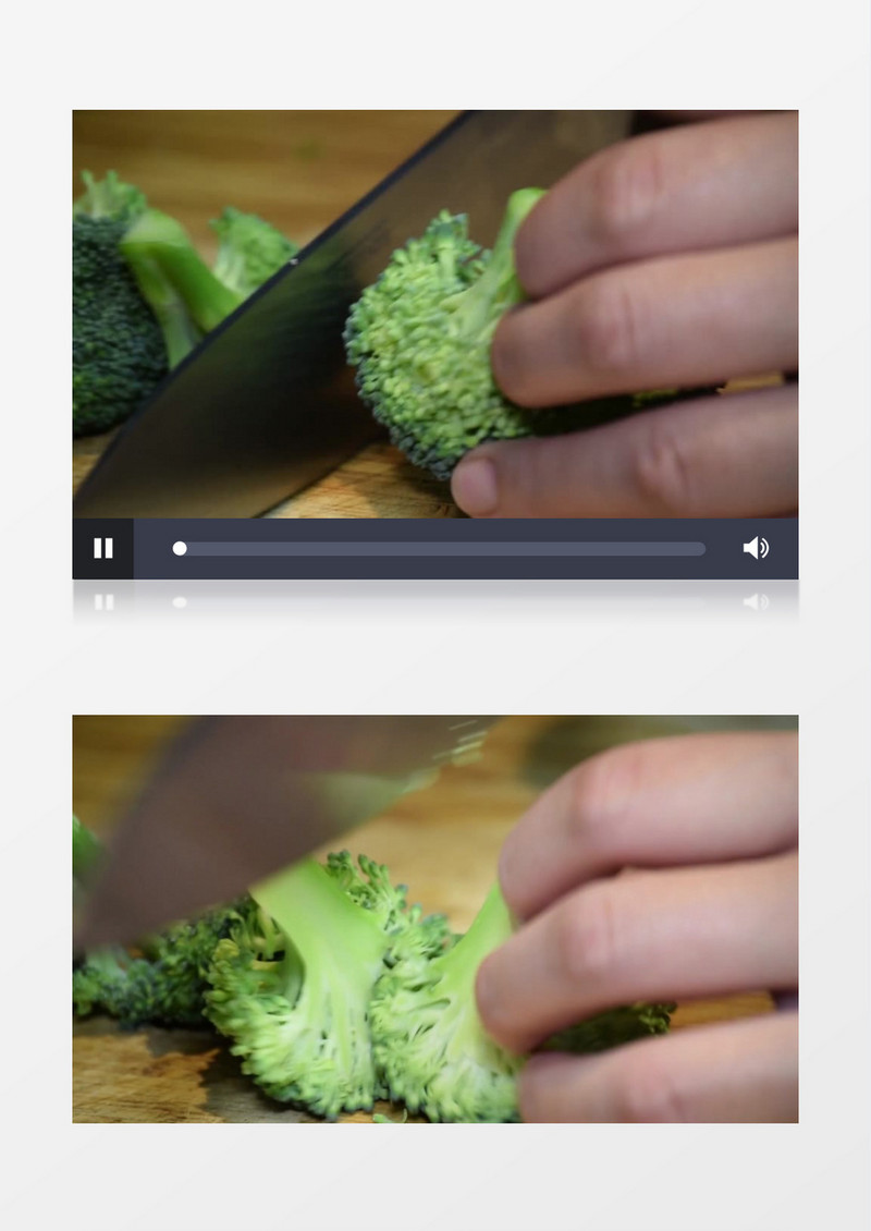 高清实拍美味的西蓝花切开装盘的过程实拍视频素材