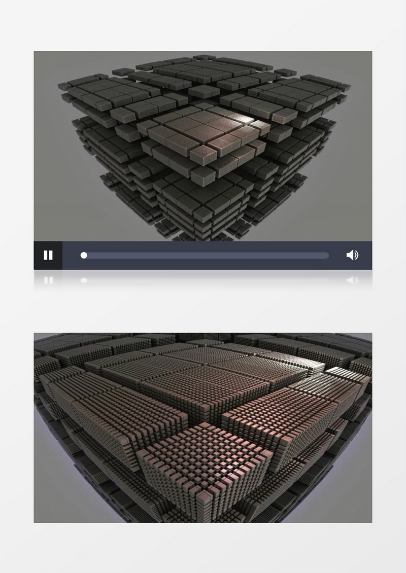 镜头逐渐拉近空间创意变形立体几何元素视频素材