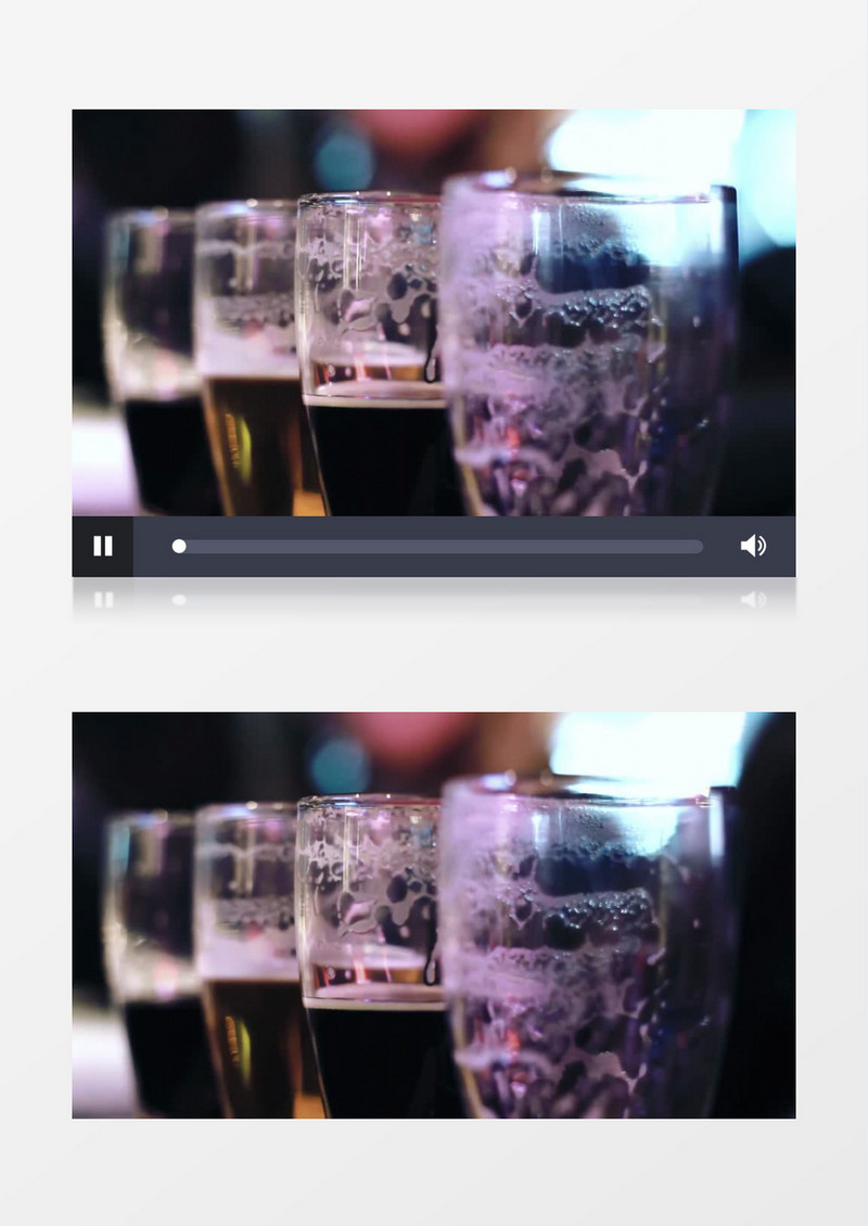 近距离拍摄桌上盛有啤酒的酒杯有人取用饮酒实拍视频素材