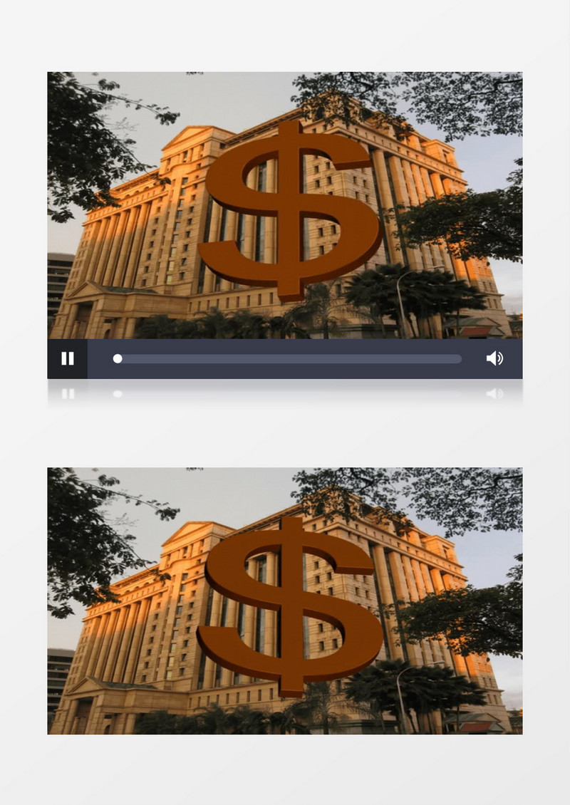 3D动画高清投资电子商务大楼办公楼立体钱币货币符号视频素材