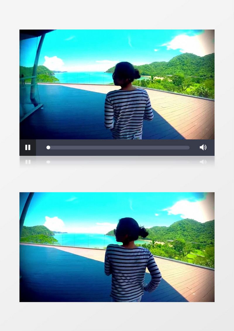 高清近距离拍摄夏天加勒比海度假旅行女孩奔跑实拍视频素材