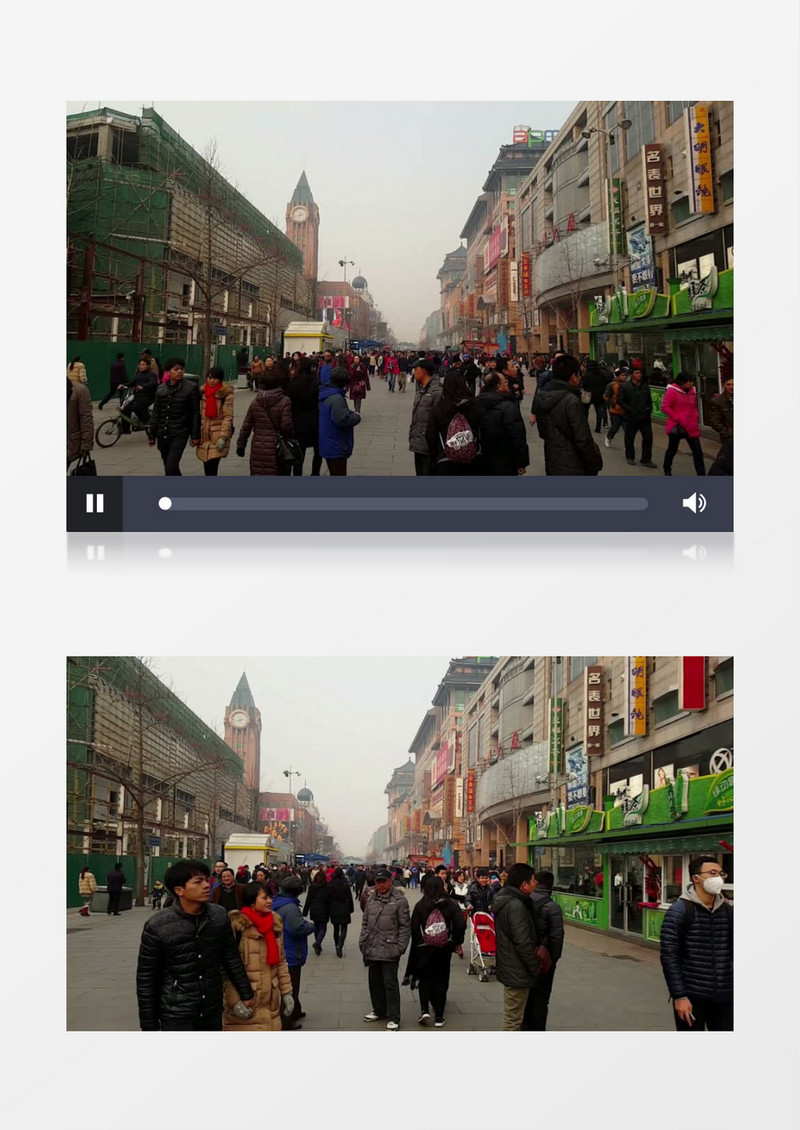 中国北京王府井街头行走的人群实拍视频素材