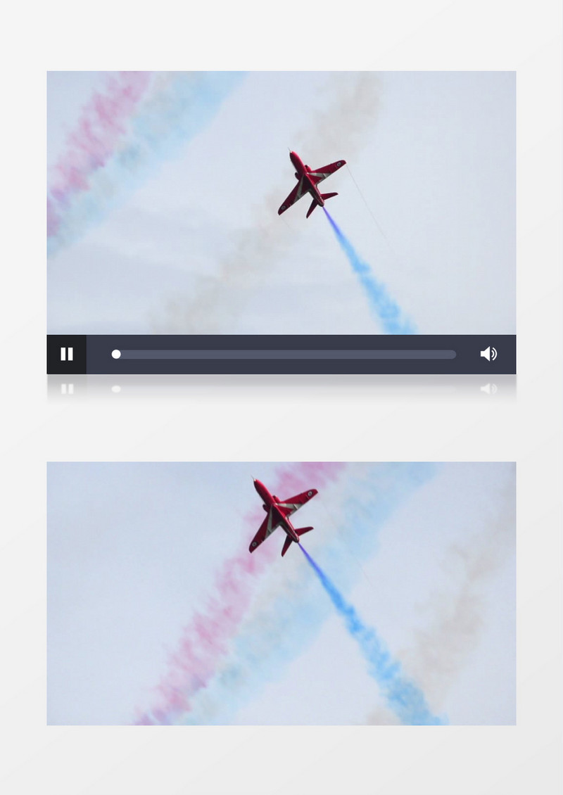 喷气式飞机喷出彩色的烟雾起飞升空实拍视频素材