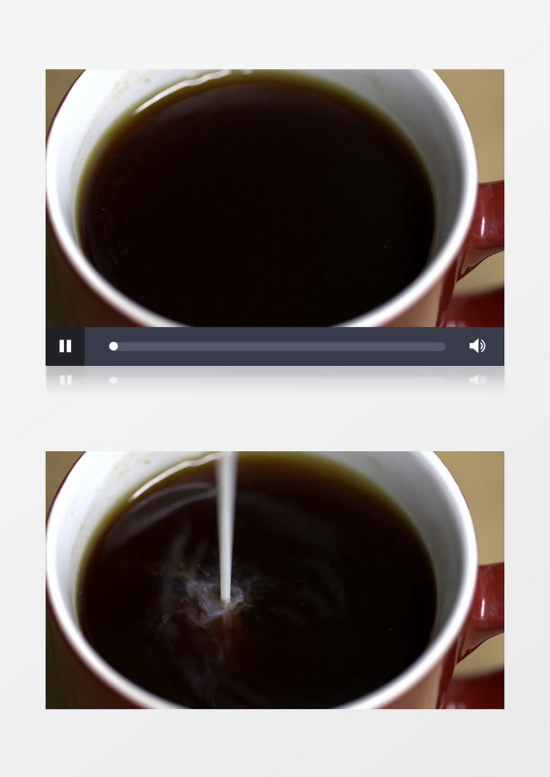 高清近距离特写拍摄装了咖啡的咖啡杯倒入热牛奶实拍视频素材