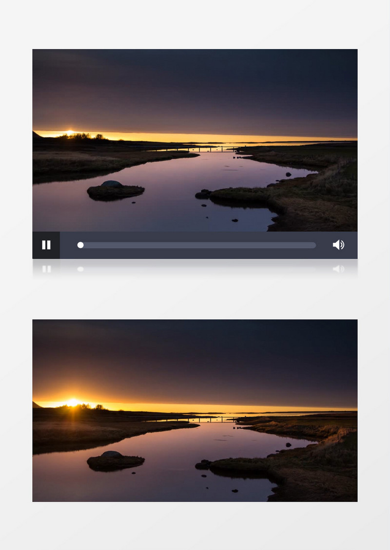 草原岩石日出过程实拍视频