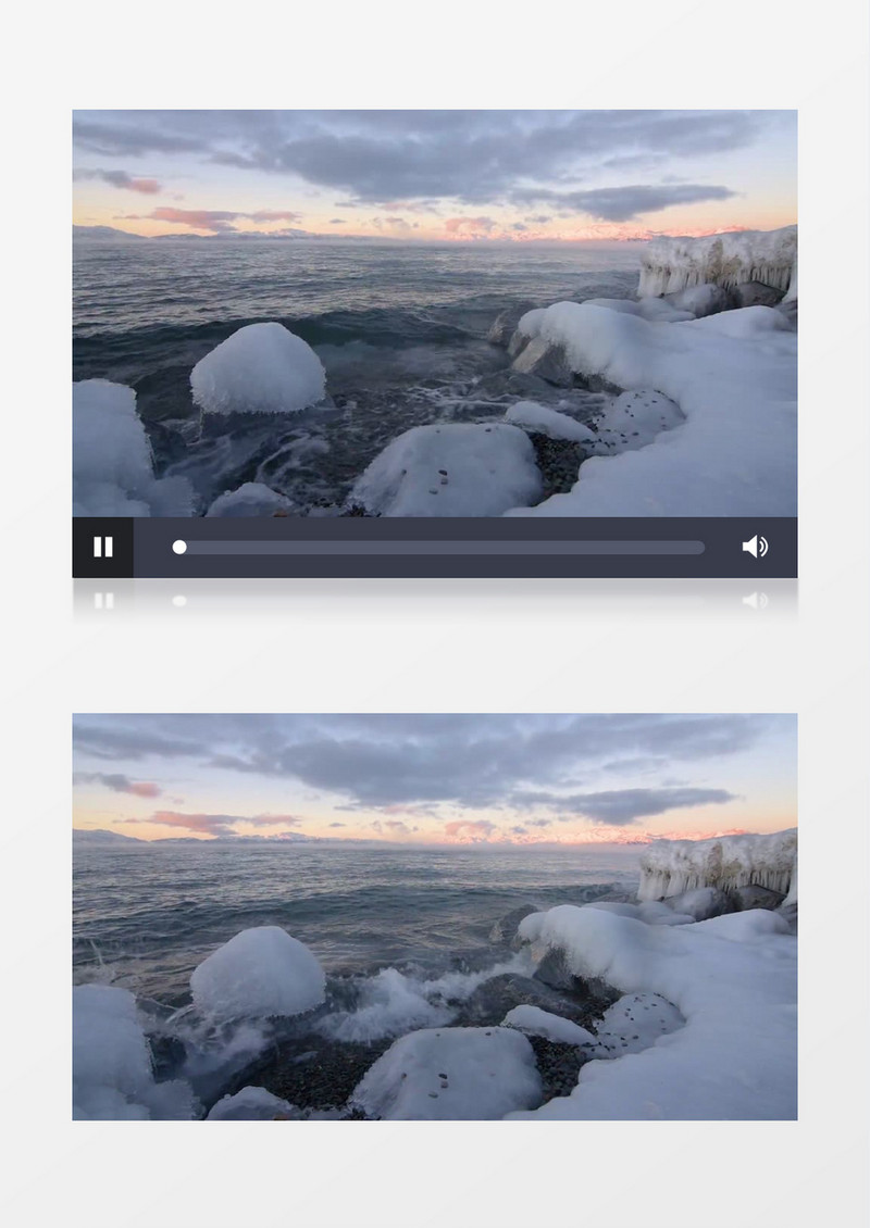 冬季结冰岸边的海浪实拍视频素材