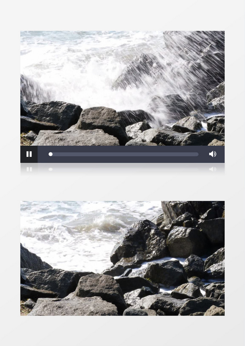 海滩上浪打礁石实拍视频素材