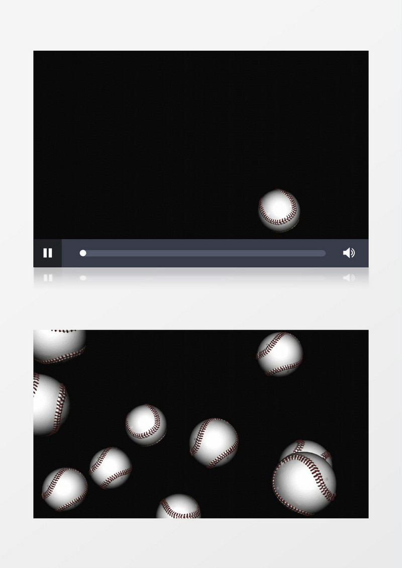 3D动画动态多个棒球飘落视频素材