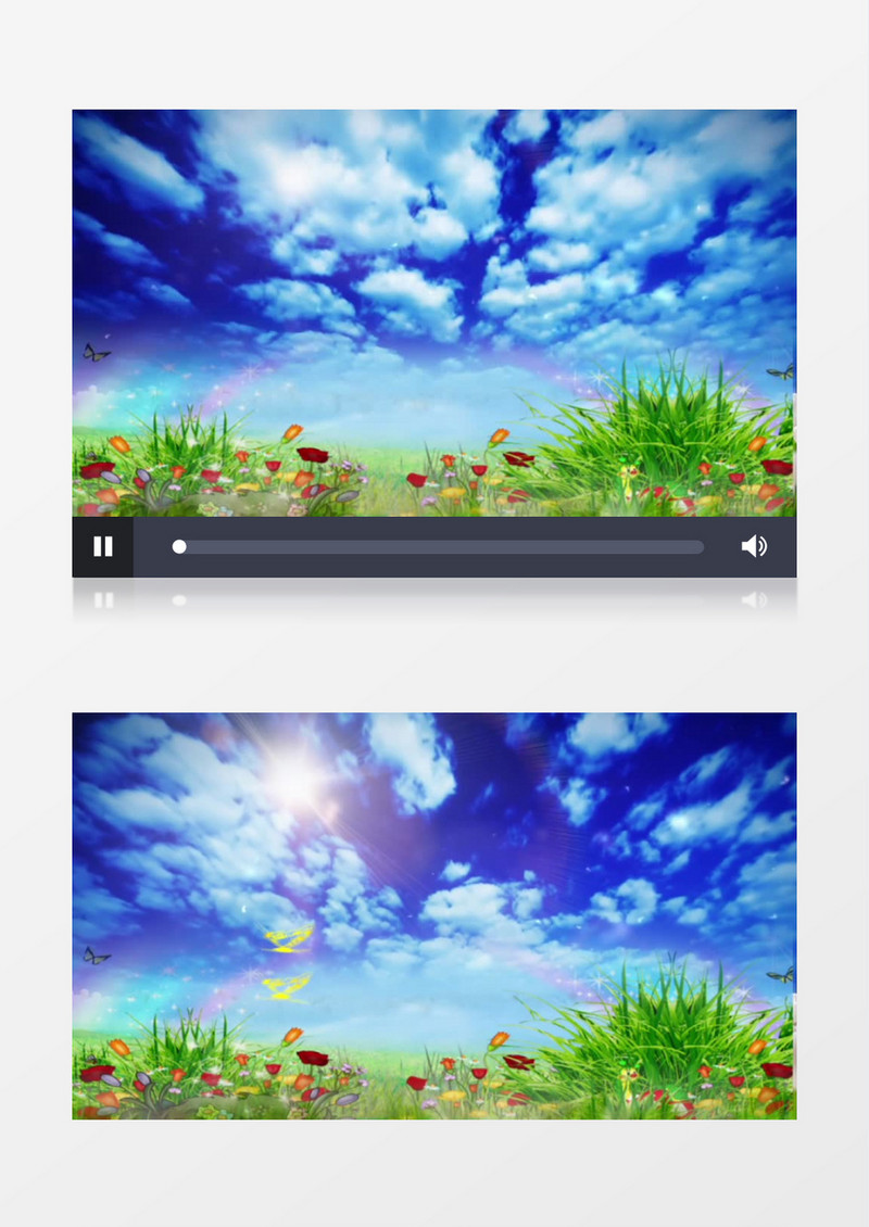 蓝天绿草生态自然背景视频