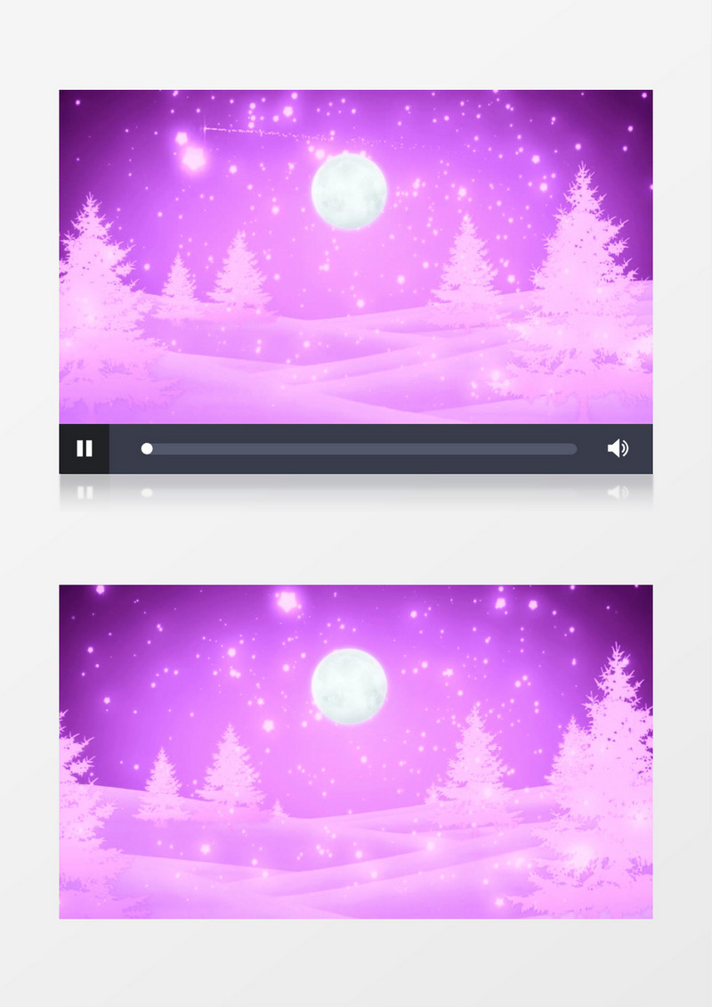梦幻雪花月色背景视频素材