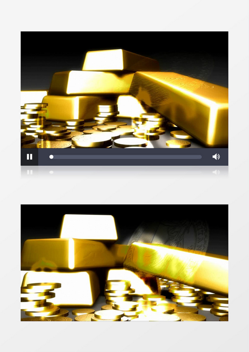 闪闪发光的金条与金币背景视频素材