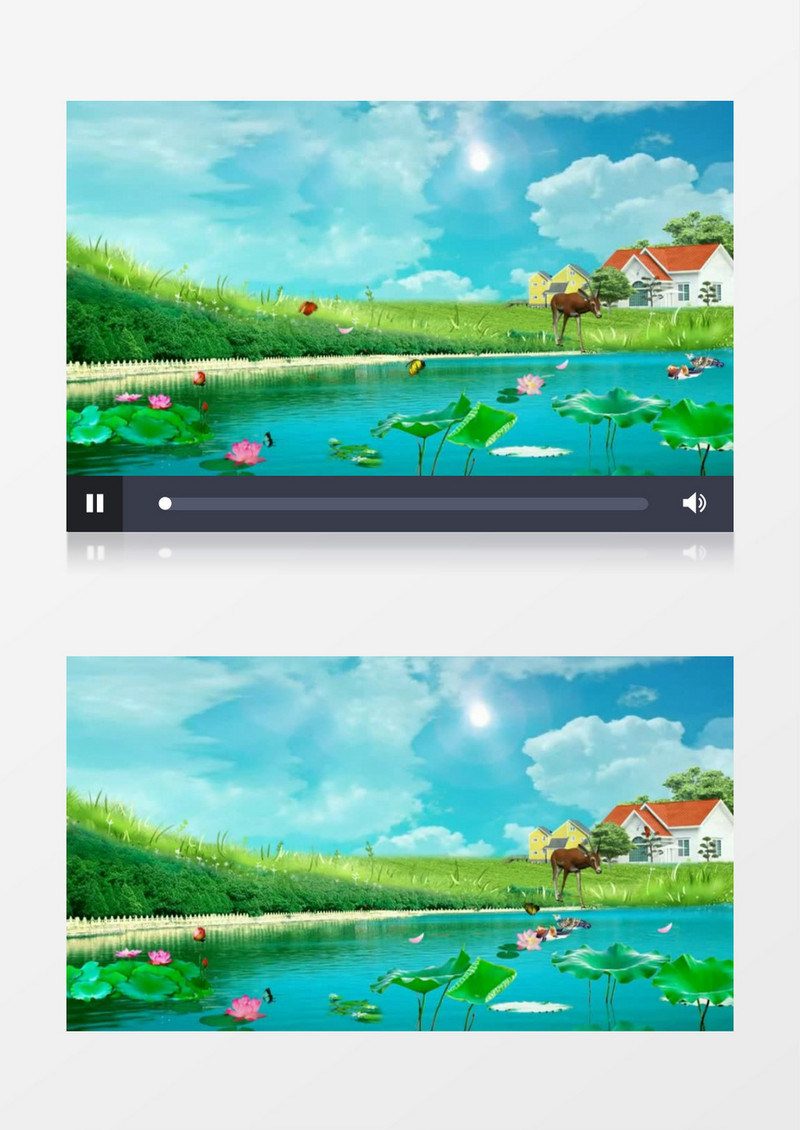 荷花池塘房子背景视频