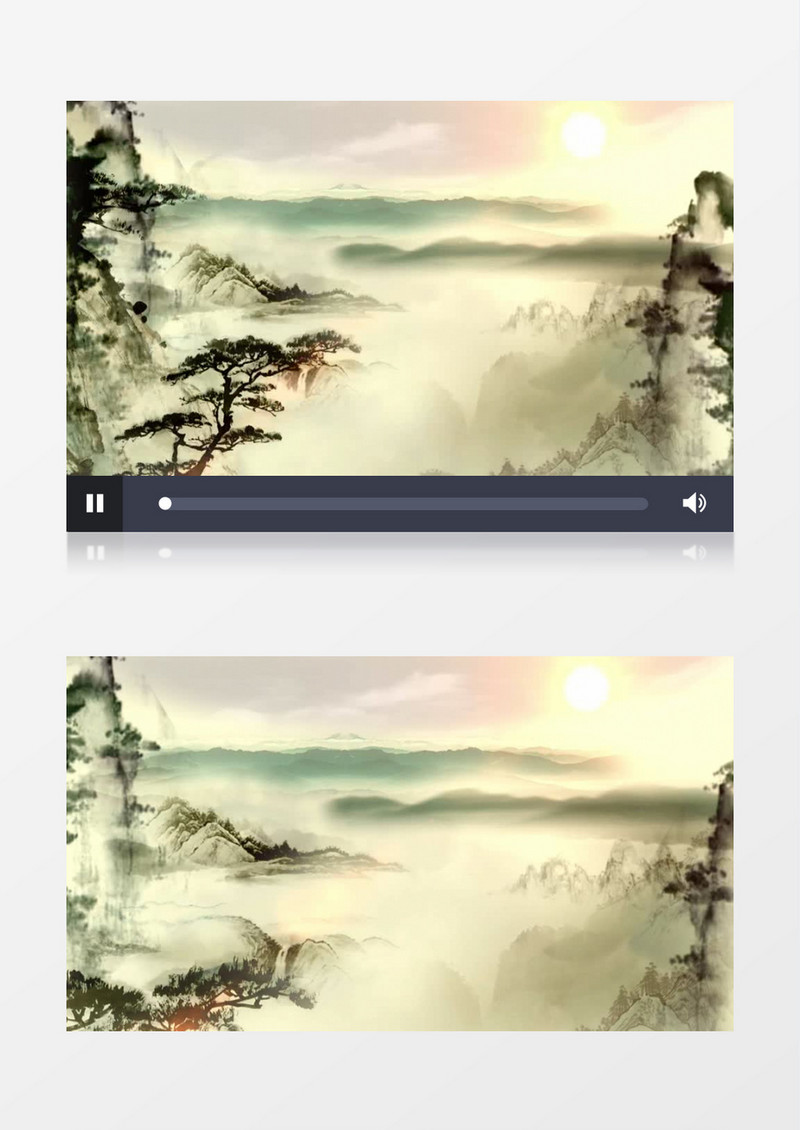 中国风水墨山水树叶飘动视频素材