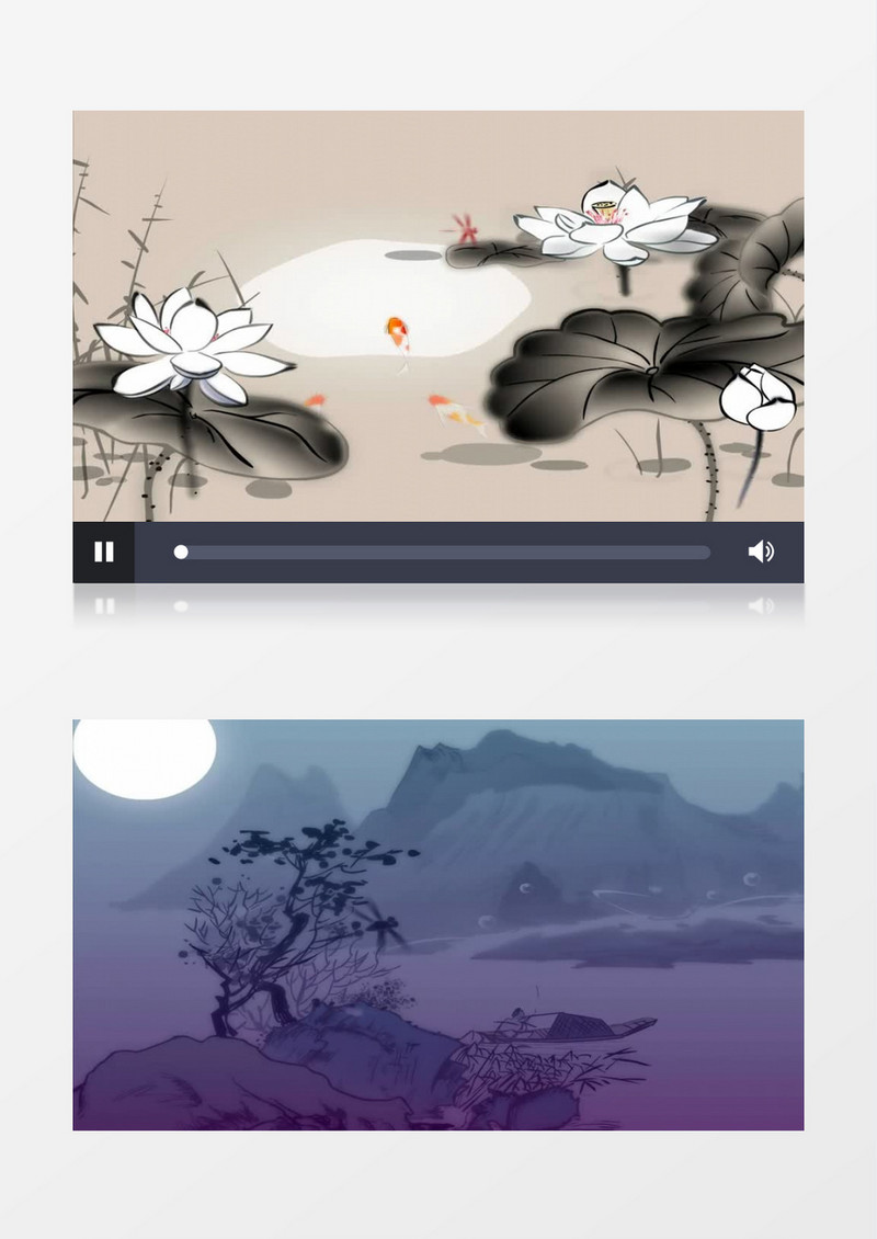 中国风水墨山水荷塘视频素材