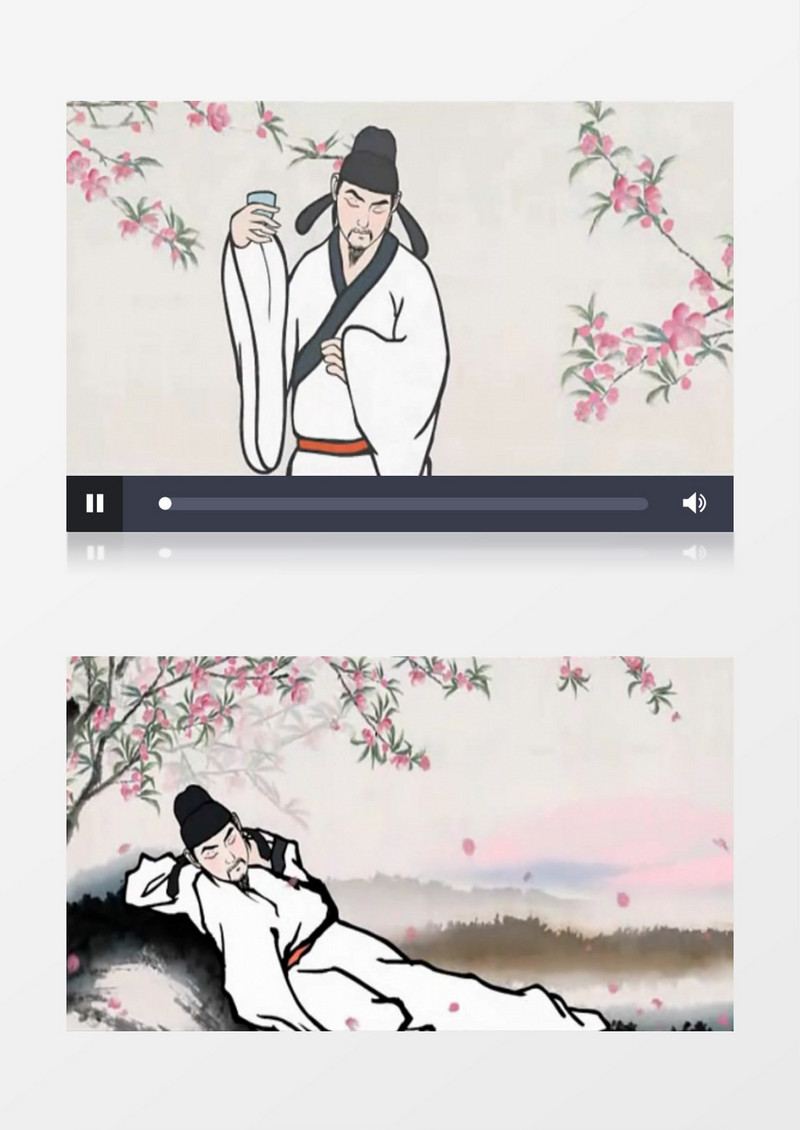 中国风水墨山水诗仙李白视频素材